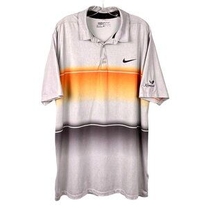 Nike Golf Dri-Fit Mens XL Gradient Polo Shirt Kaanapali Orange Gray White EUC